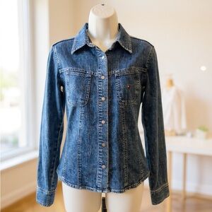 Tommy Hilfiger Denim Shirt Jacket Snap Button Shacket Size 6